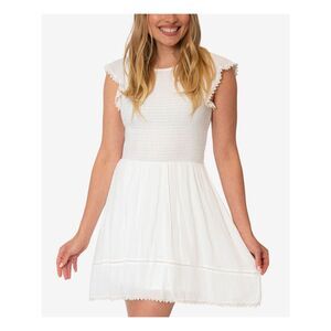 SPEECHLESS Womens Fit + Flare Short Dress White Cap Sleeve Back Juniors M
